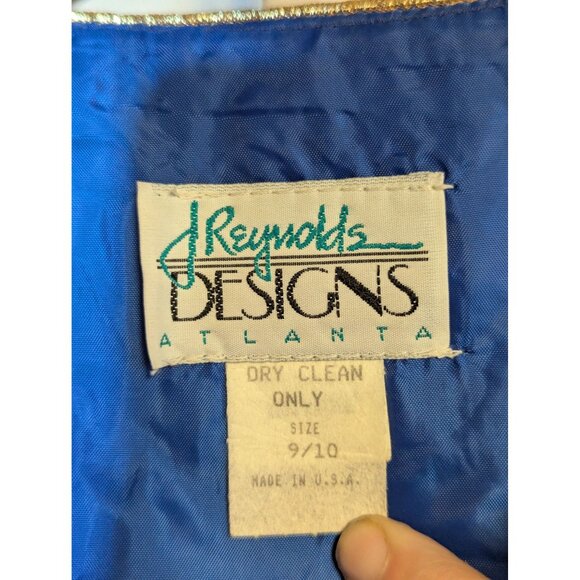 Vintage Reynolds Designs Velvet Blazer Navy W/ Gold Trim Womens Size 9/10 Single - Picture 2 of 6